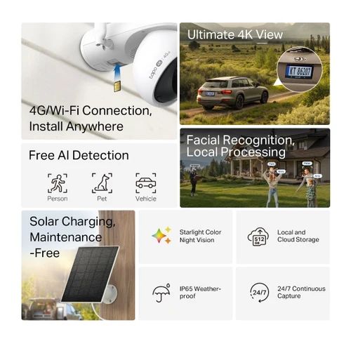 TAPO C665G KIT - C�mara IP TP-Link 4K 8mp Solar WiFi 4G Exterior Blanca (TAPO C665G KIT)