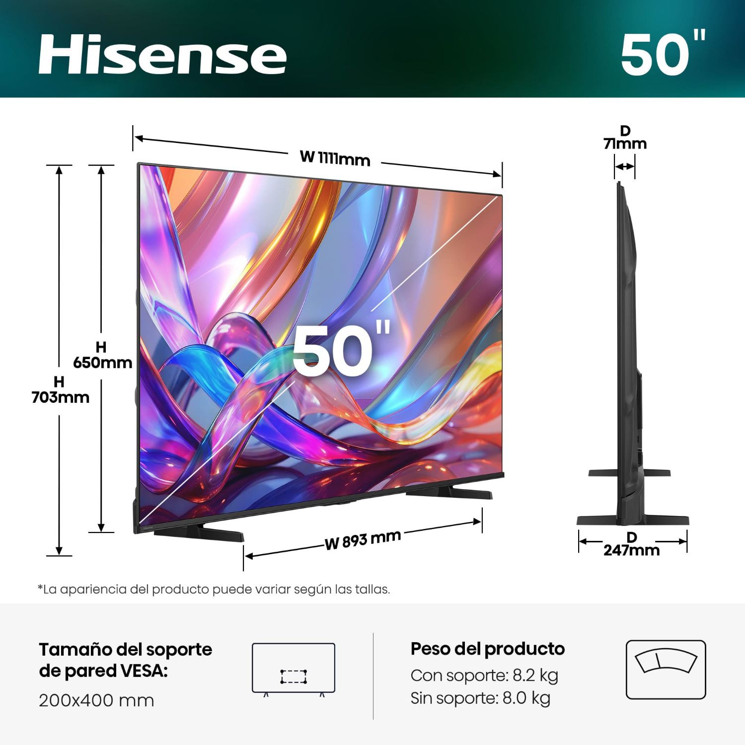 50E7S - Televisor HiSense 50