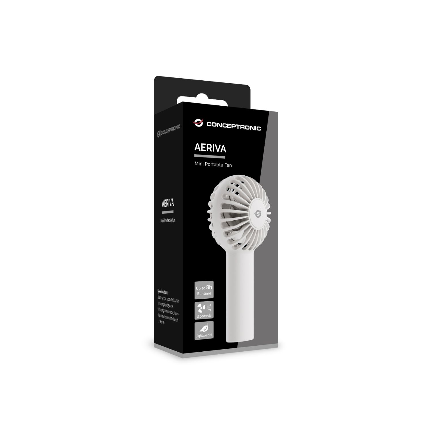 AERIVA01W - Mini Ventilador Port�til CONCEPTRONIC Bater�a Recargable Autonom�a 8 horas Blanco (AERIVA01W)