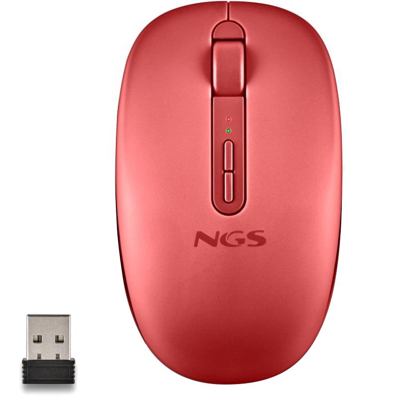 FOGDUALRED - Rat�n NGS Ergon�mico Fog Dual Ambidextro RF Wireless Bluetooth 5.2 1600dpi 5 Botones Rojo (FOGDUALRED)