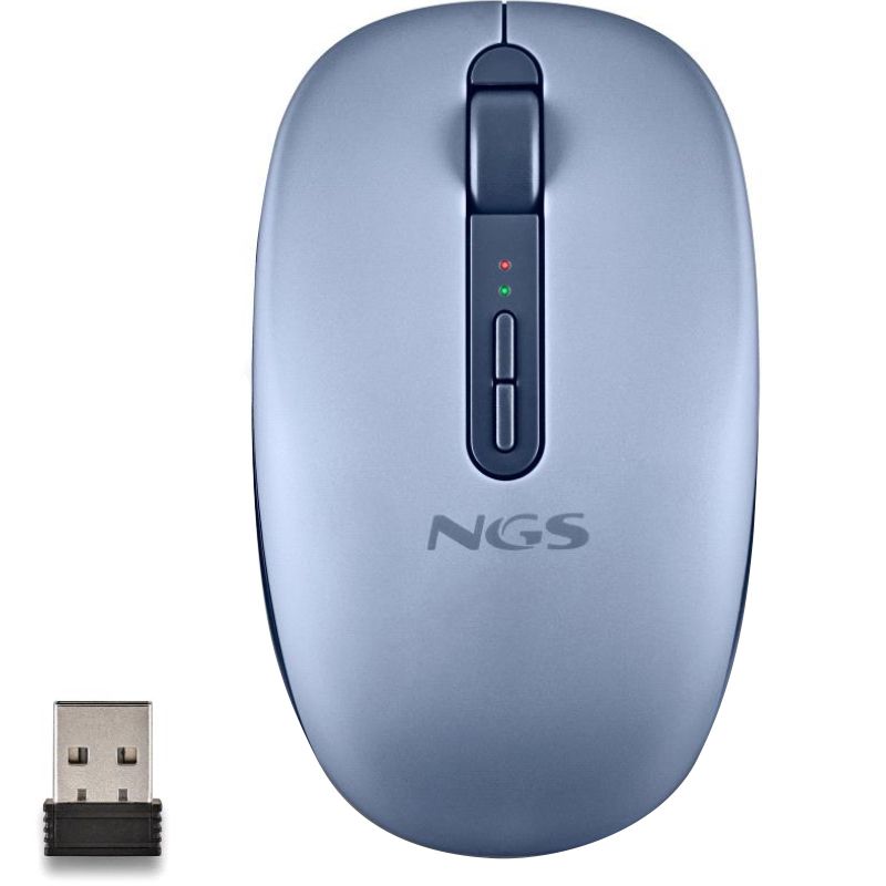 FOGDUALBLUE - Rat�n NGS Ergon�mico Fog Dual Ambidextro RF Wireless Bluetooth 5.2 1600dpi 5 Botones Azul (FOGDUALBLUE)