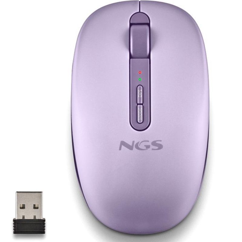 FOGDUALPURPLE - Rat�n NGS Ergon�mico Fog Dual Ambidextro RF Wireless Bluetooth 5.2 1600dpi 5 Botones P�rpura (FOGDUALPURPLE)