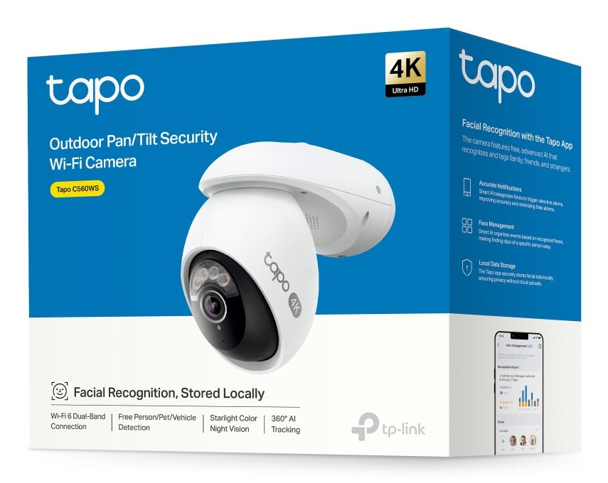 TC46 - C�mara IP TP-Link 8mp 2K QHD Sensor CMOS 1xRJ45 WiFi 5 Ethernet Altavoces/Micr�fono Integrados Visi�n Nocturna IP66 Interior/Exterior Techo/Pared/Poste Blanca (TC46)
