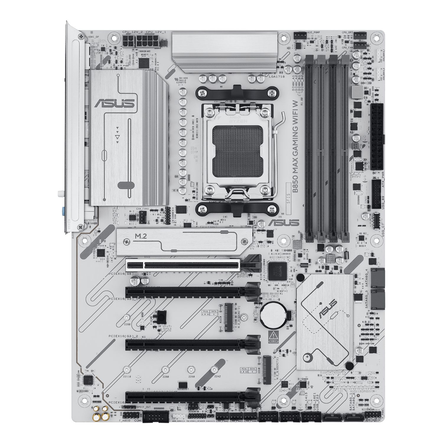90MB1M10-M0EAY0 - Placa base ASUS B850 MAX GAMING WIFI W: (AM5) 4DDR5 M.2 SATA3 PCIe USB DP HDMI RJ45 ATX 7.1 WiFi 6E Bluetooth 5.3 Ethernet 2.5 GbE (90MB1M10-M0EAY0)