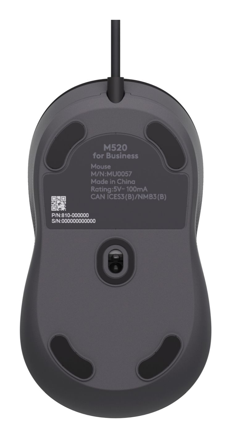 910-007511 - Rat�n Logitech Signature Wired M520 Ambidextro �ptico USB-C 4000dpi 4 Botones Grafito (910-007511)