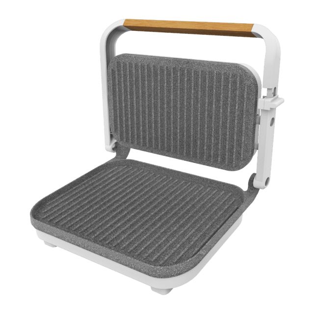03496 - Parrilla Electrica CECOTEC Rock'nGrill 1200 Wood W 1300W Revestimiento RockStone Blanca (03496)