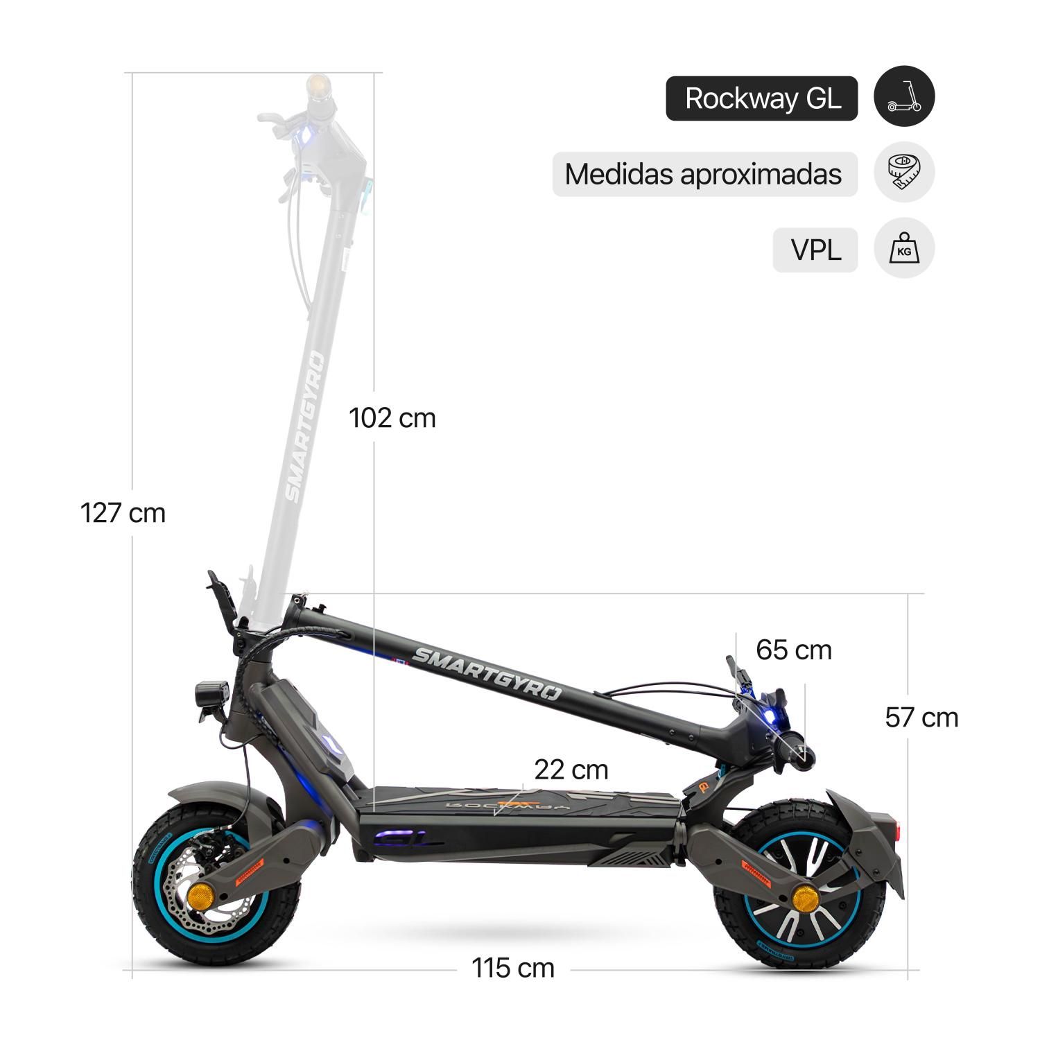 SG27-586 - Patinete El�ctrico SmartGyro Rockway GTS 1000W 10? Velocidad M�x. 25 Km/h Autonom�a 75 Km APP Homologado DGT Negro (SG27-586)