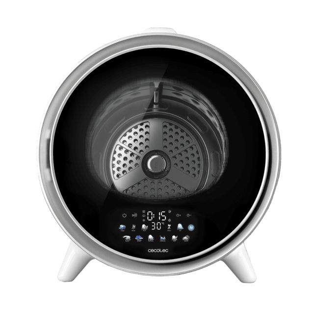 A01_EU01_111291 - Mini Secadora CECOTEC Bolero DressCode Dry 3600V Silver Compacta de Evacuaci�n Capacidad 3 Kg Secado Autom�tico 12 Programas Pantalla Funci�n Vapor y UV Care Detalle Gris Cromado (A01_EU01_111291)