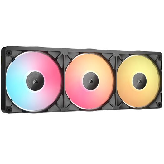CO-9051061-WW - Kit de 3 ventiladores de caja para PC Corsair RX360 II iCUE LINK RGB Unified Frame de 360mm Control PWM Flujo de aire de alto rendimiento Iluminacion RGB personalizable. Negro (CO-9051061-WW)