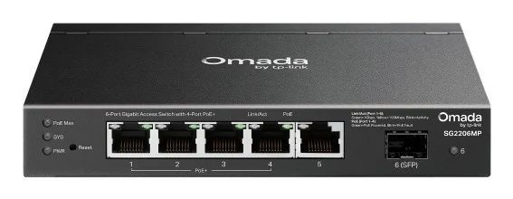 SG2206MP - Switch TP-Link Omada 5xRJ45 1xSFP Ethernet GbE PoE+ Apilable Rack Negro (SG2206MP)