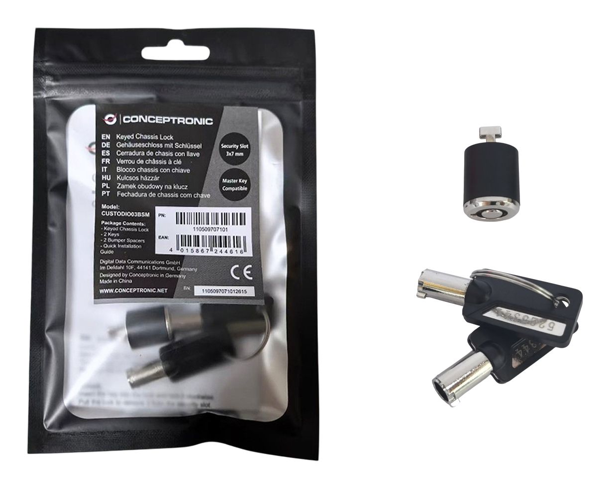 CUSTODIO03BSM - Candado de Seguridad Conceptronic CUSTODIO03BSM para Chasis con Llave Compatible Llave Maestra Plata (CUSTODIO03BSM)