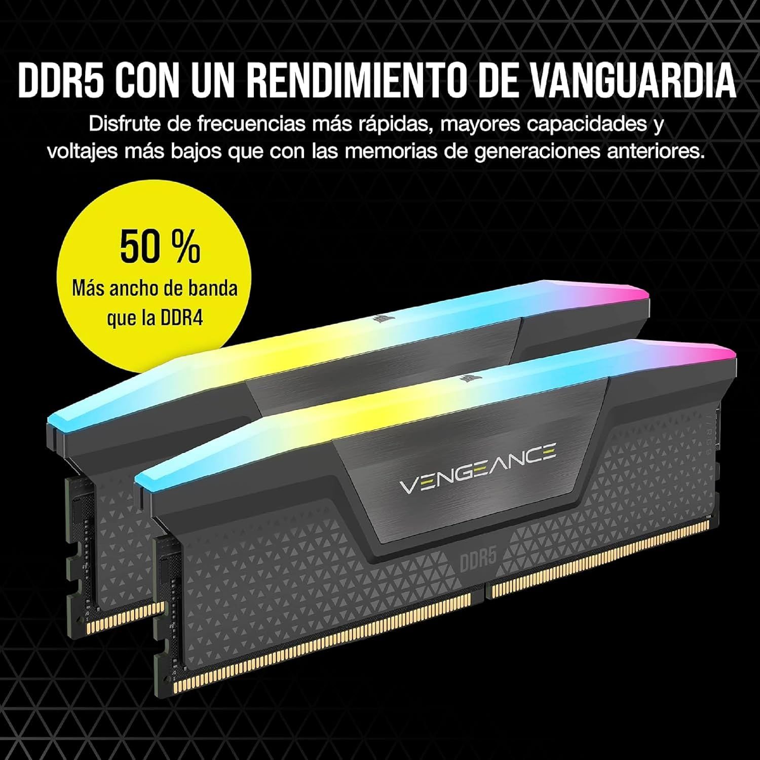 CMH16GX5M2B5600Z40 - M�dulo CORSAIR Vengeance DDR5 16Gb (2�8Gb) 5600MHz RGB DIMM (CMH16GX5M2B5600Z40)