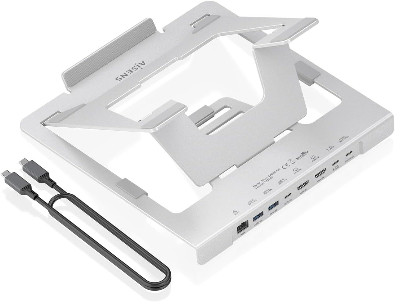 ASUC-7P046-GR - Soporte de Sobremesa AISENS Ajustable para Port�til/Tablet USB-C Docking 7en1 M�x. 3Kg Gris (ASUC-7P046-GR)