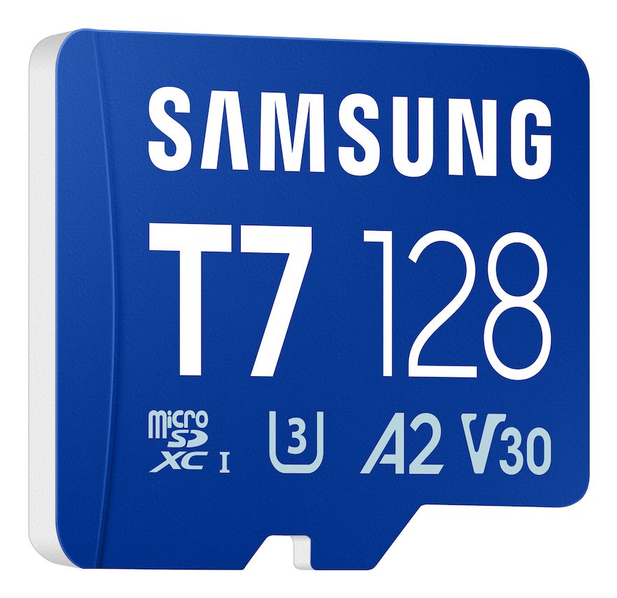 MB-MB128T/WW - Tarjeta Memoria Samsung Micro SDXC T7 128Gb UHS-I Class 3 (U3) V30 Lectura 170 Mb/s Azul (MB-MB128T/WW)