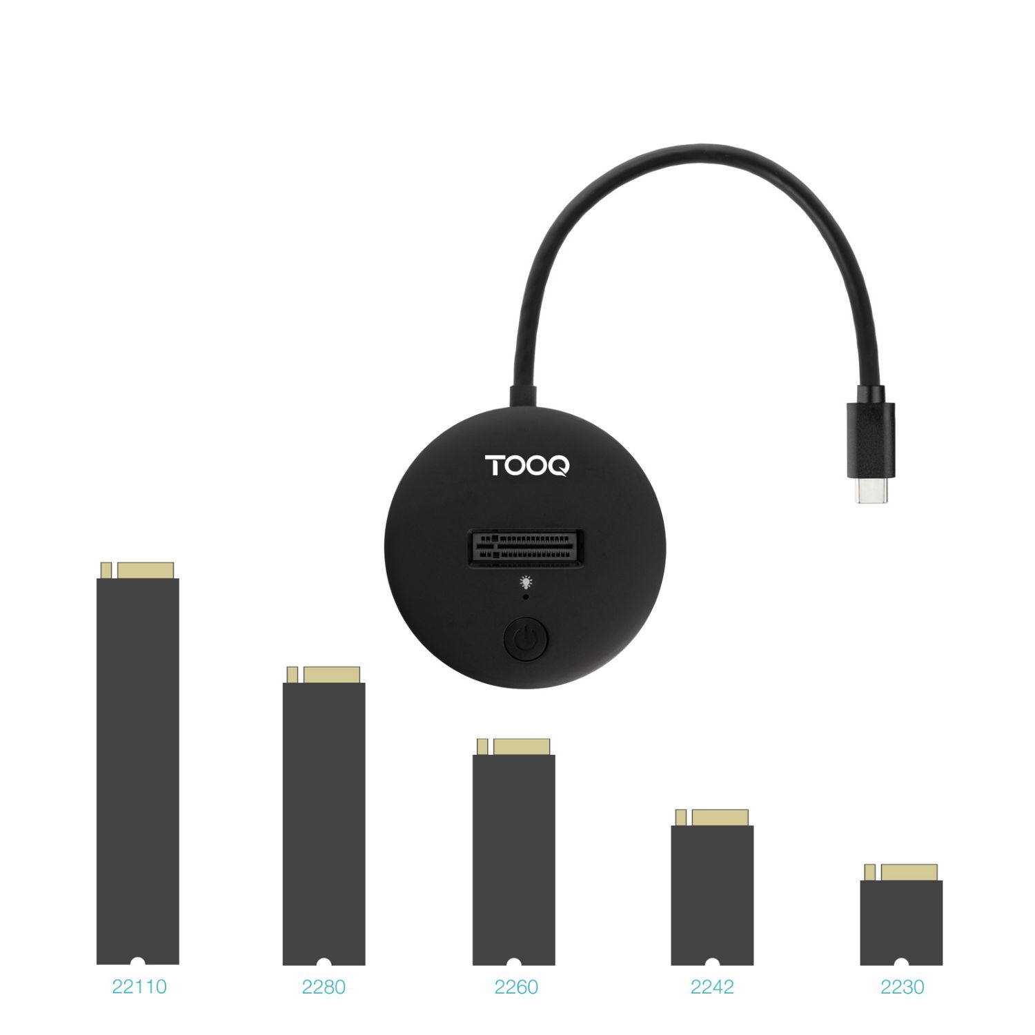 TQDS-100B - Docking Station TooQ SSD M2 NVMe PCIe USB-C Cable 15cm Negro (TQDS-100B)