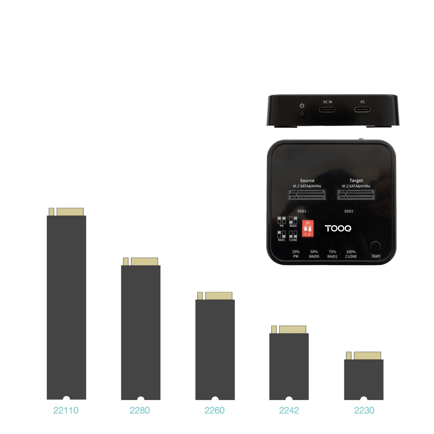 TQDS-201B - Docking TooQ SSD M2 SATA/NVMe Negro (TQDS-201B)