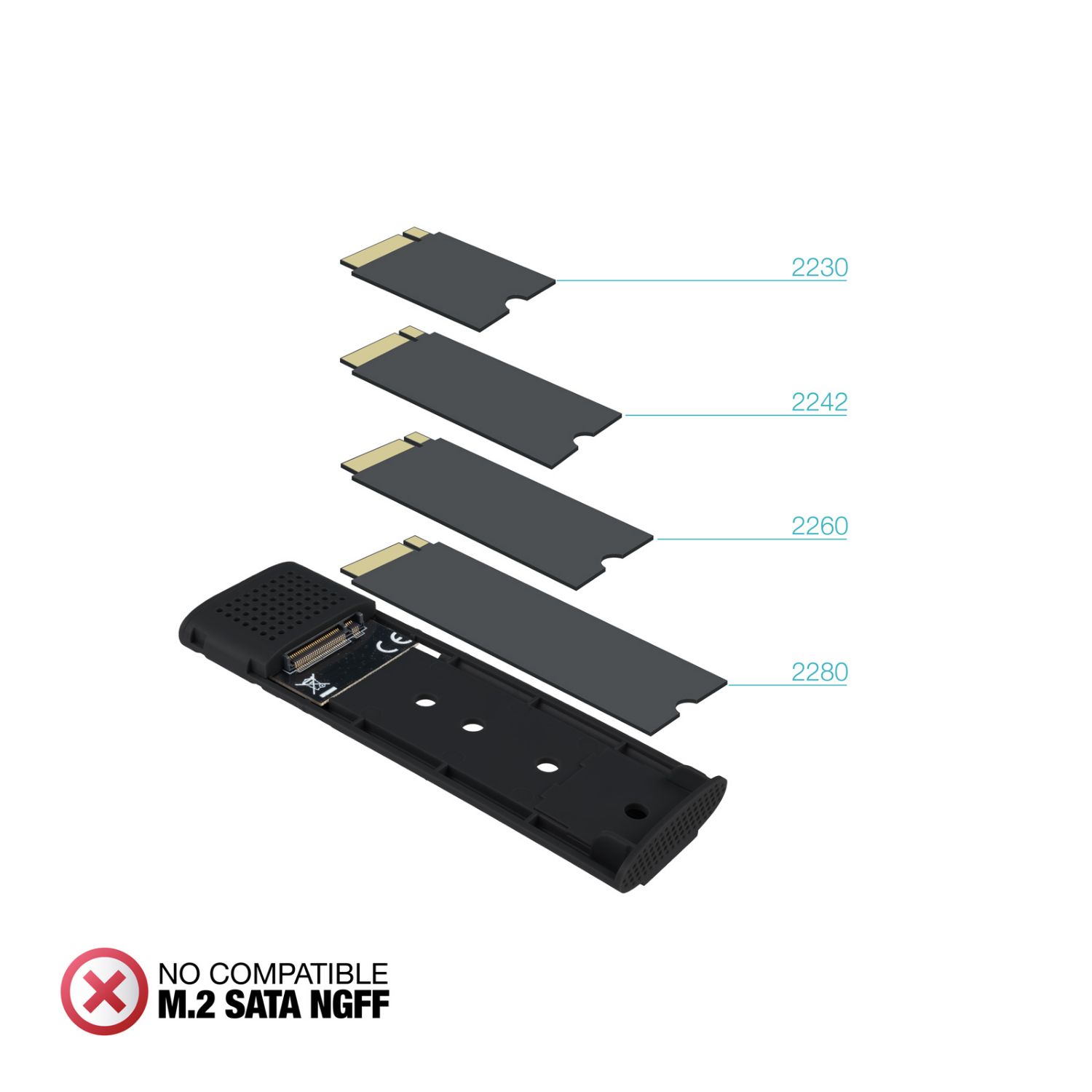 TQE-2231B - Caja Externa TooQ SSD M.2 NVMe PCIe USB-C 3.1 Negra (TQE-2231B)