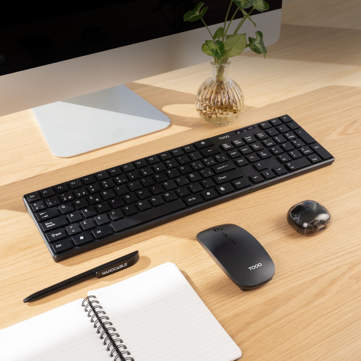 TQKMW-3102-B - Kit Teclado + Rat�n TooQ Slim 105 Teclas RF Wireless �ptico 1600dpi 4 Botones Negro (TQKMW-3102-B)