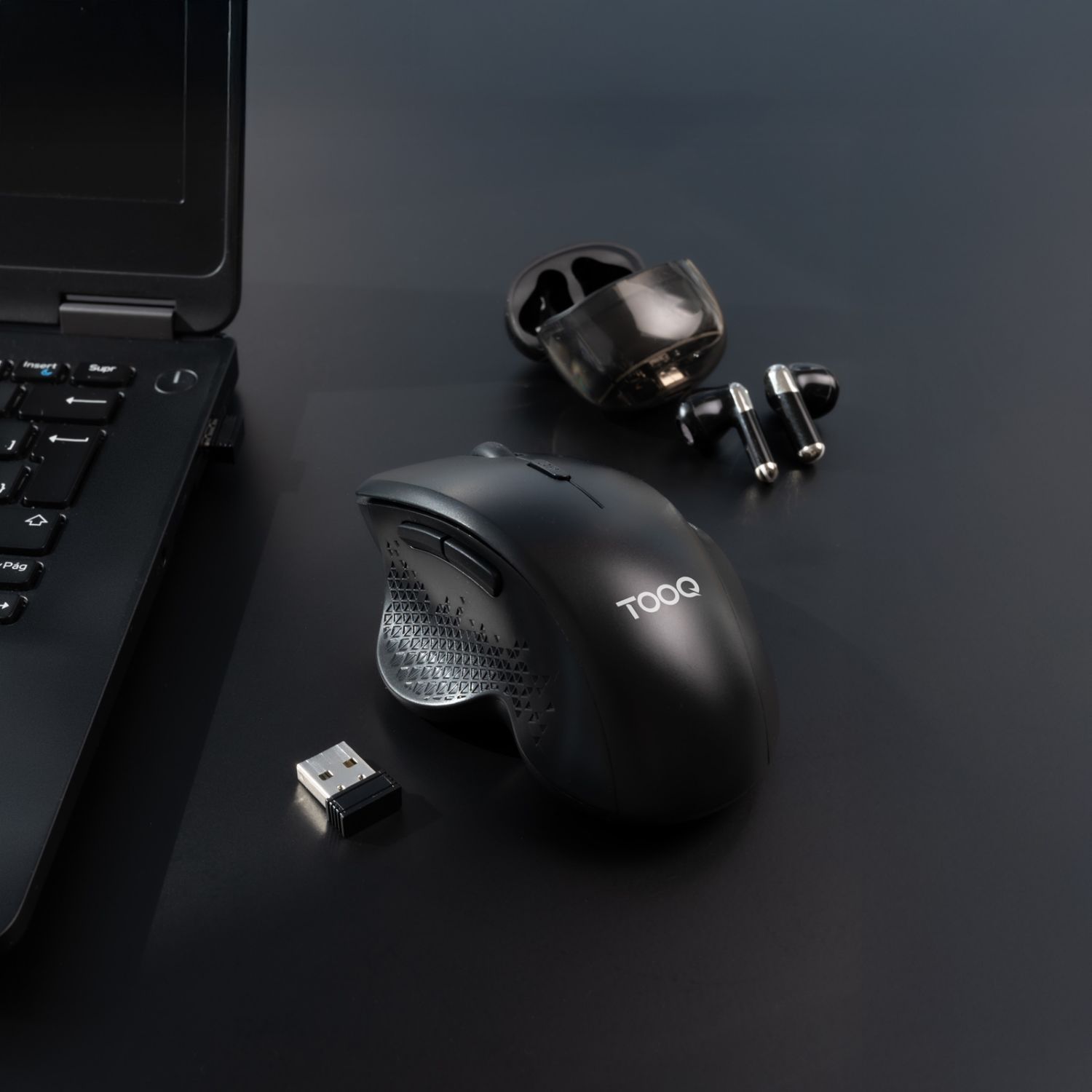 TQMWG-1105-B - Rat�n TooQ Ergon�mico Diestro �ptico RF Wireless 1600dpi 6 Botones Negro (TQMWG-1105-B)