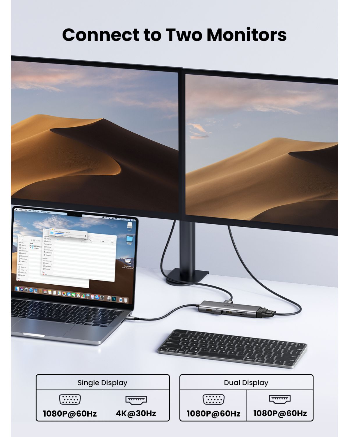 45520 - Hub Ugreen USB-C a 2xUSB-A/3xUSB-C/1xVGA/1xHDMI/1xRJ45/SD/TF Gris (45520)