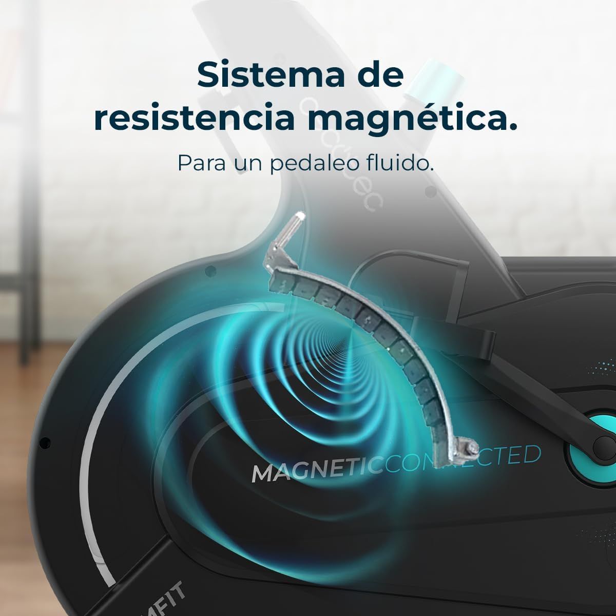 A90_EU01_007212 - Bicicleta Est�tica CECOTEC DrumFit Indoor 10000 Magnetic Connected Volante de Inercia de 10Kg Pantalla LCD Puls�metro Ruedas de Transporte M�x. 120Kg APP (A90_EU01_007212)