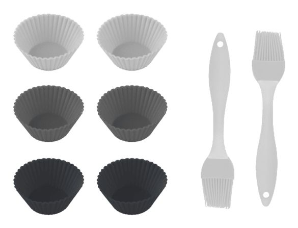 A01_EU01_102105 - Pack de Accesorios CECOTEC Cecofry SweetBake XL Moldes para Magdalenas Pinceles de Silicona Compatibles con Freidoras de Aire (A01_EU01_102105)