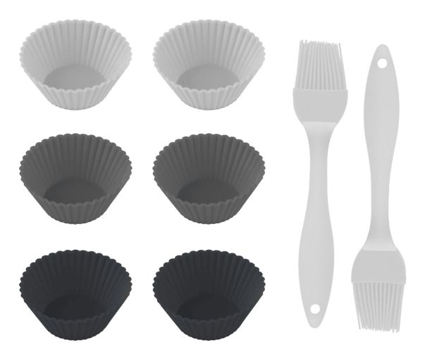 A01_EU01_101752 - Pack de Accesorios CECOTEC Cecofry SweetBake Moldes de Silicona para Magdalenas Pinceles de Silicona Compatible con Freidoras de Aire (A01_EU01_101752)