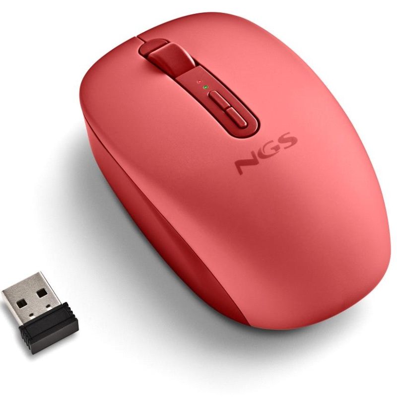 FOGDUALRED - Rat�n NGS Ergon�mico Fog Dual Ambidextro RF Wireless Bluetooth 5.2 1600dpi 5 Botones Rojo (FOGDUALRED)
