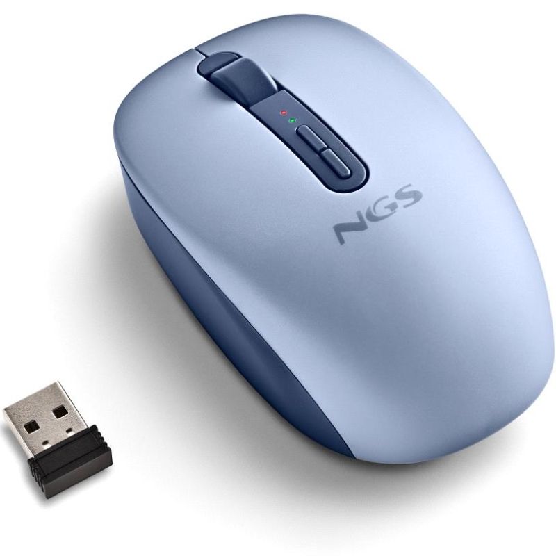 FOGDUALBLUE - Rat�n NGS Ergon�mico Fog Dual Ambidextro RF Wireless Bluetooth 5.2 1600dpi 5 Botones Azul (FOGDUALBLUE)
