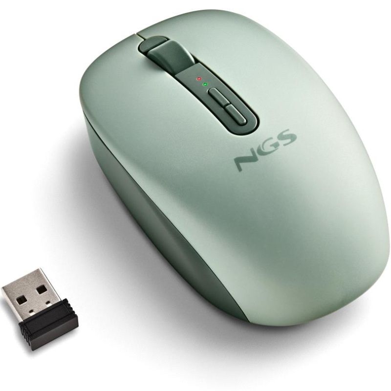 FOGDUALGREEN - Rat�n NGS Ergon�mico Fog Dual Ambidextro RF Wireless Bluetooth 5.2 1600dpi 5 Botones Verde (FOGDUALGREEN)