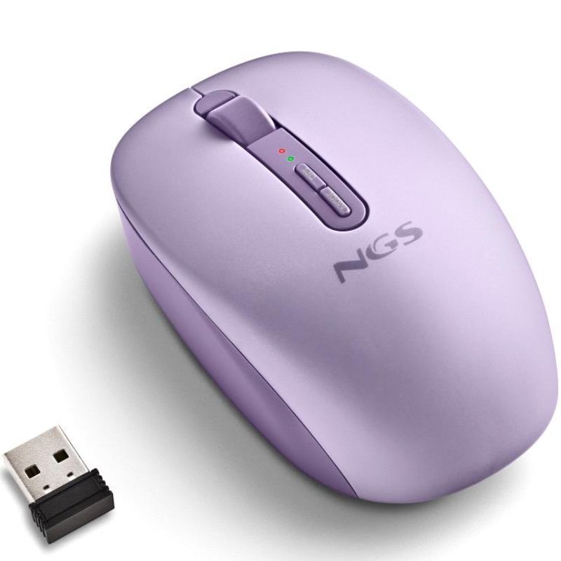 FOGDUALPURPLE - Rat�n NGS Ergon�mico Fog Dual Ambidextro RF Wireless Bluetooth 5.2 1600dpi 5 Botones P�rpura (FOGDUALPURPLE)