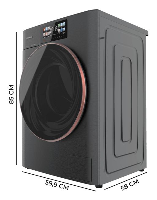 A01_EU01_112750 - Lavadora CECOTEC Bolero Wash&Dry 106950 Autodose Inverter 3D Steel Secadora Autodosis de Carga Frontal 10/6 Kg 1400rpm Clase A PAntalla 9.2