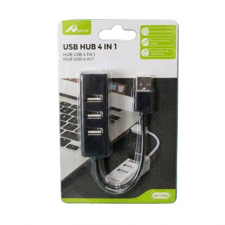 DK-2146V2 - Hub Home Tech USB-A/M a 4xUSB 2.0/H Negro (DK-2146V2)