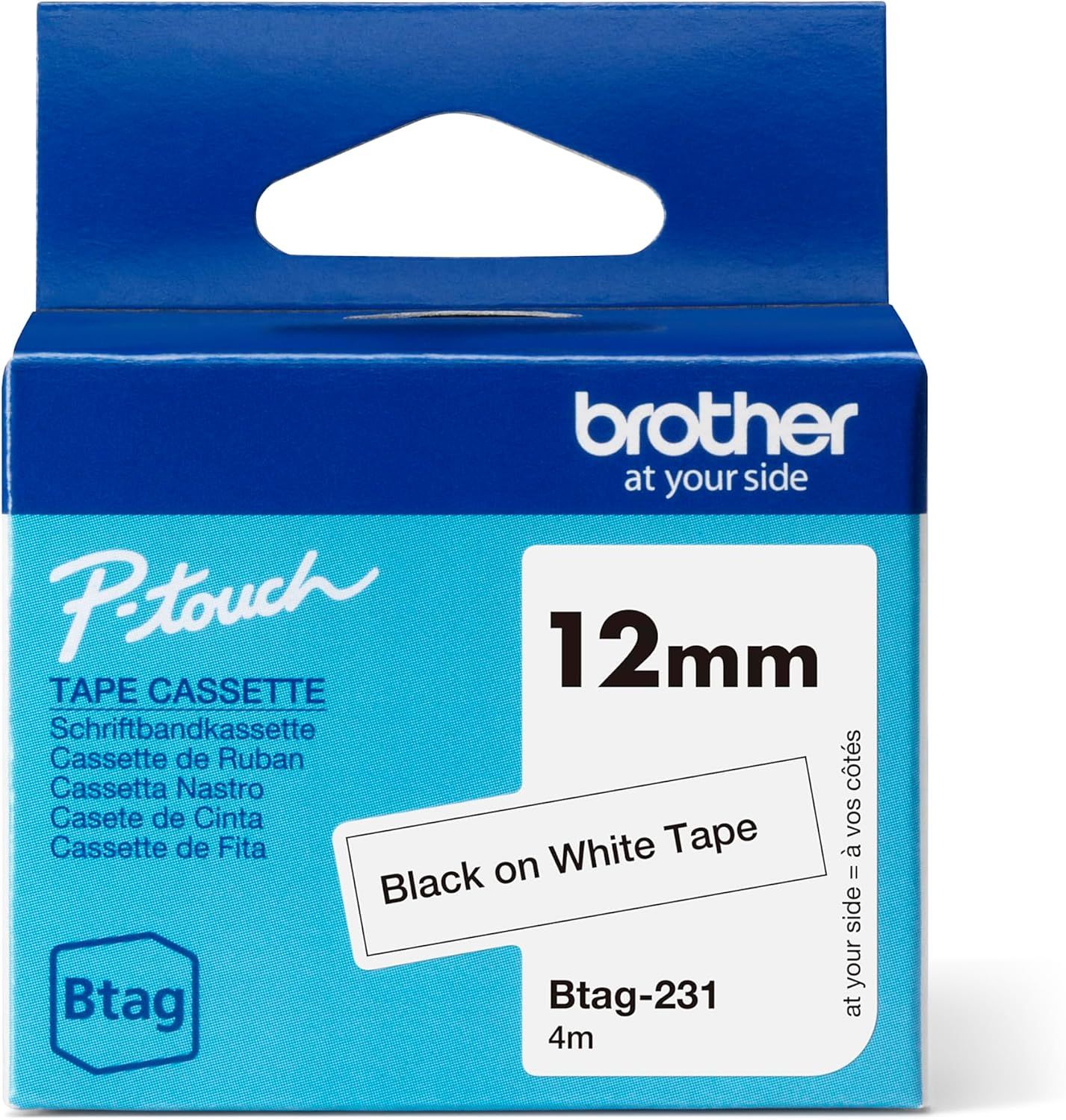 Btag-231 - Cinta Brother 12mm 4m Negro sobre Blanco (Btag-231)