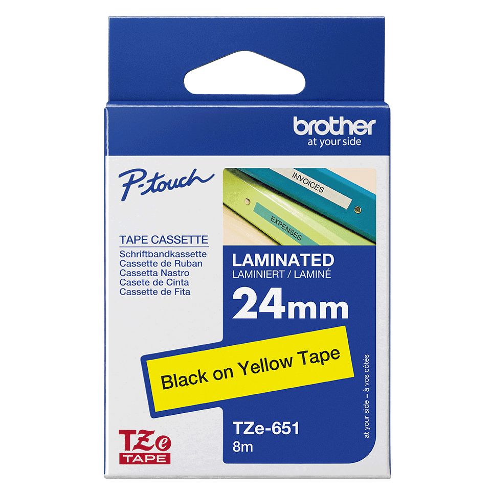 TZe-651 - Cinta Brother 24mm 8m Negro sobre Amarillo (TZe-651)