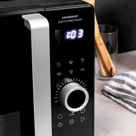 01405 - Microondas Cecotec GrandHeat 2500 Flatbed Touch Negro, sin Plato Digital de 800W, Capacidad 25L, Panel de Control T�ctil, 8 Funciones Preconfiguradas, Temporizador, Bloqueo de Seguridad. (01405)