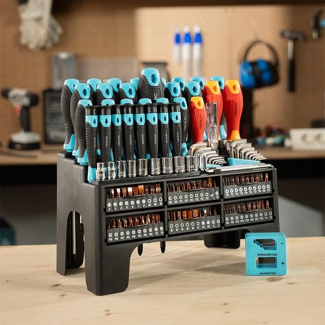 A01_EU01_121468 - Set de destornilladores HardGyro 1260 Magnetic 126piezas, con magnetizador, varios destornilladores CRV y VDE, llaves allen y vasos, y puntas S2. (A01_EU01_121468)