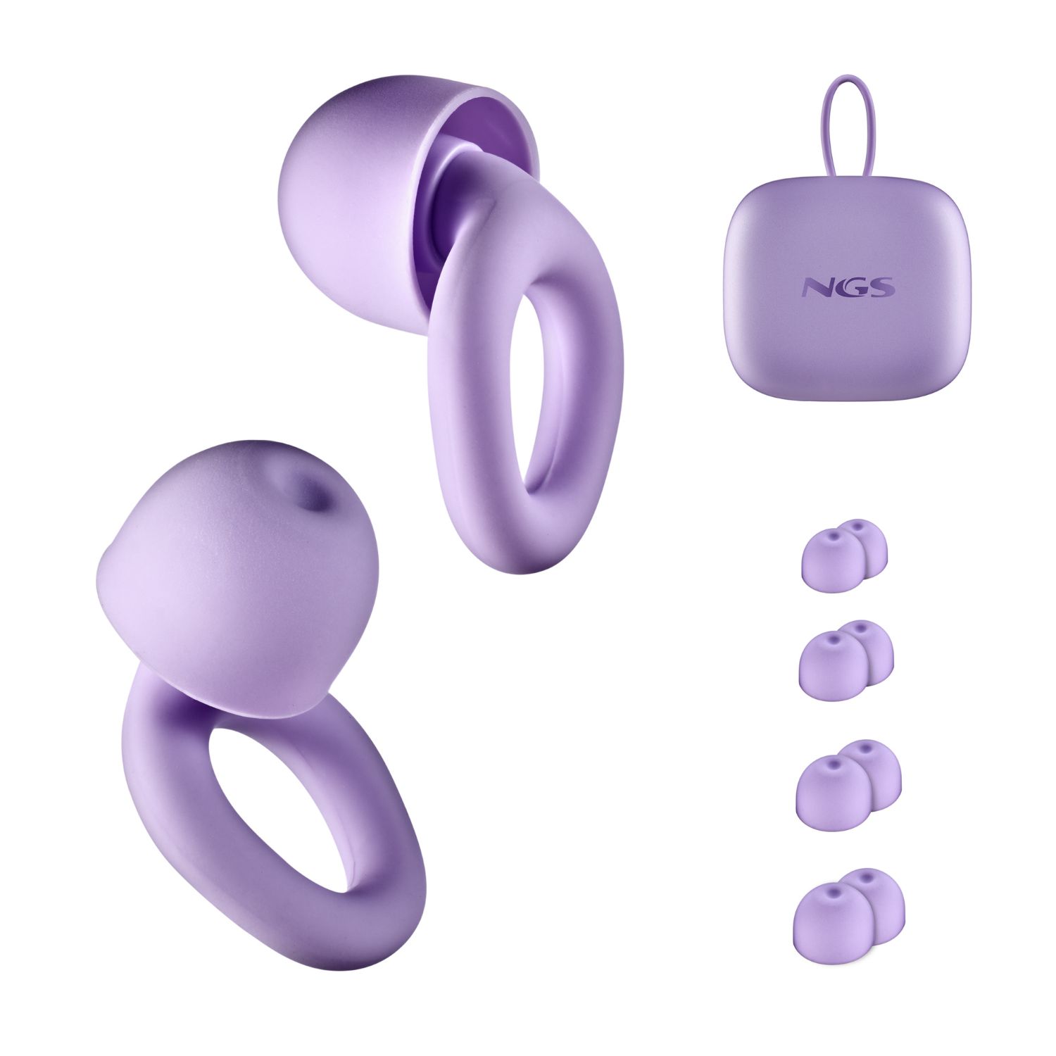 NOONPURPLE - Tapones de o�do NGS Intraurales Silicona Reutilizables Estuche de Viaje Lila (NOONPURPLE)