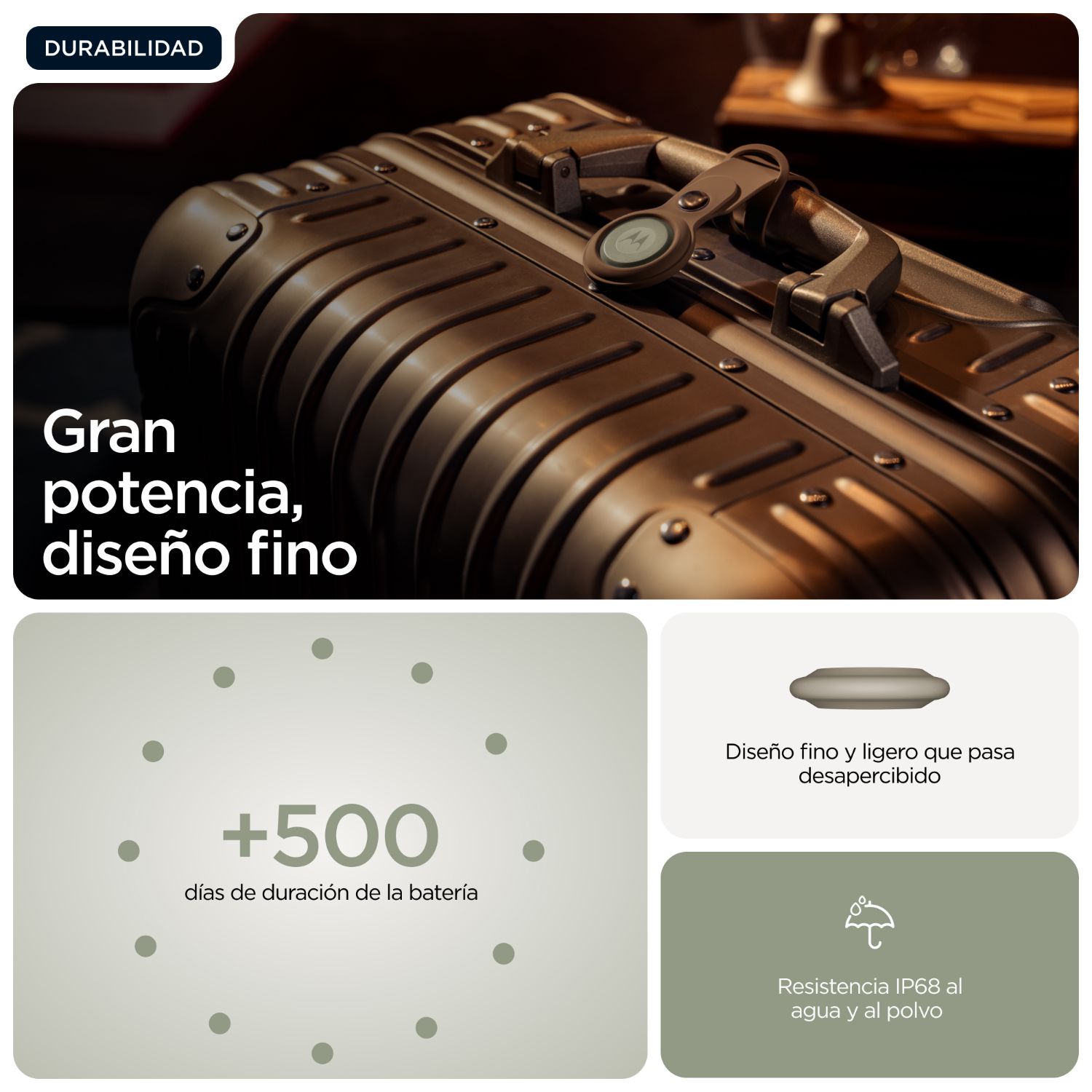 PG38C08028 - Localizar Bluetooth Motorola Antirrobo Moto Tag 2 Altavoz BT 6.0 UWB Pantone Arabesco/Roble Laurel (PG38C08028)