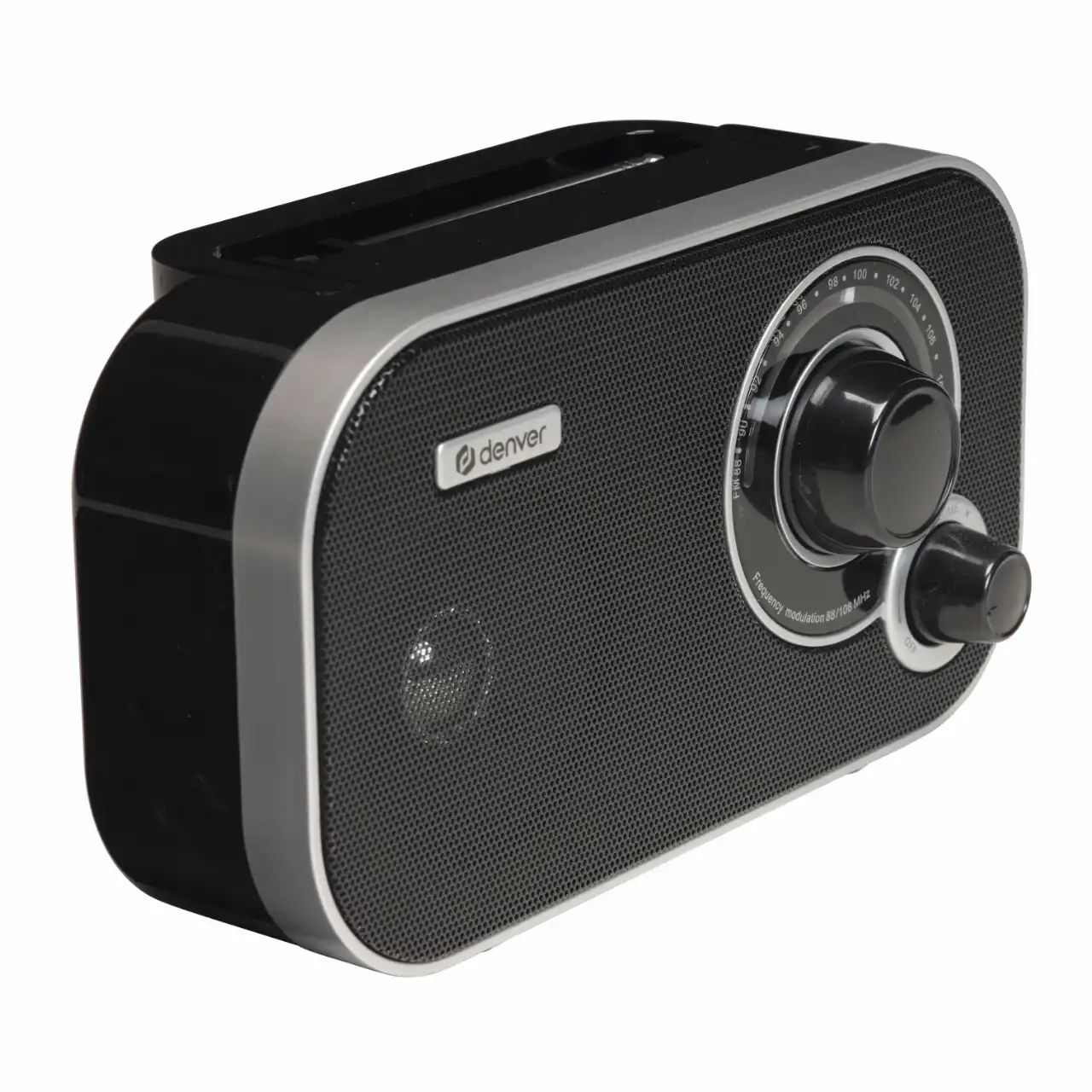 TR-51B BLACK - Denver TR-51B. Radio FM port�til con sintonizaci�n anal�gica y dise�o cl�sico. Funciona con corriente o pilas. Tama�o compacto.Corriente de 230 V~50 Hz. Negro