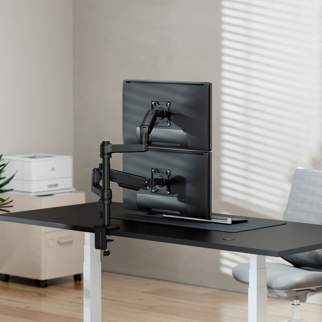 DT32TSR-453 - Soporte de Mesa AISENS ECO 17?-32? 2 Brazos 3 Pivotes Inclinable/Giratorio/Rotatorio Negro (DT32TSR-453)