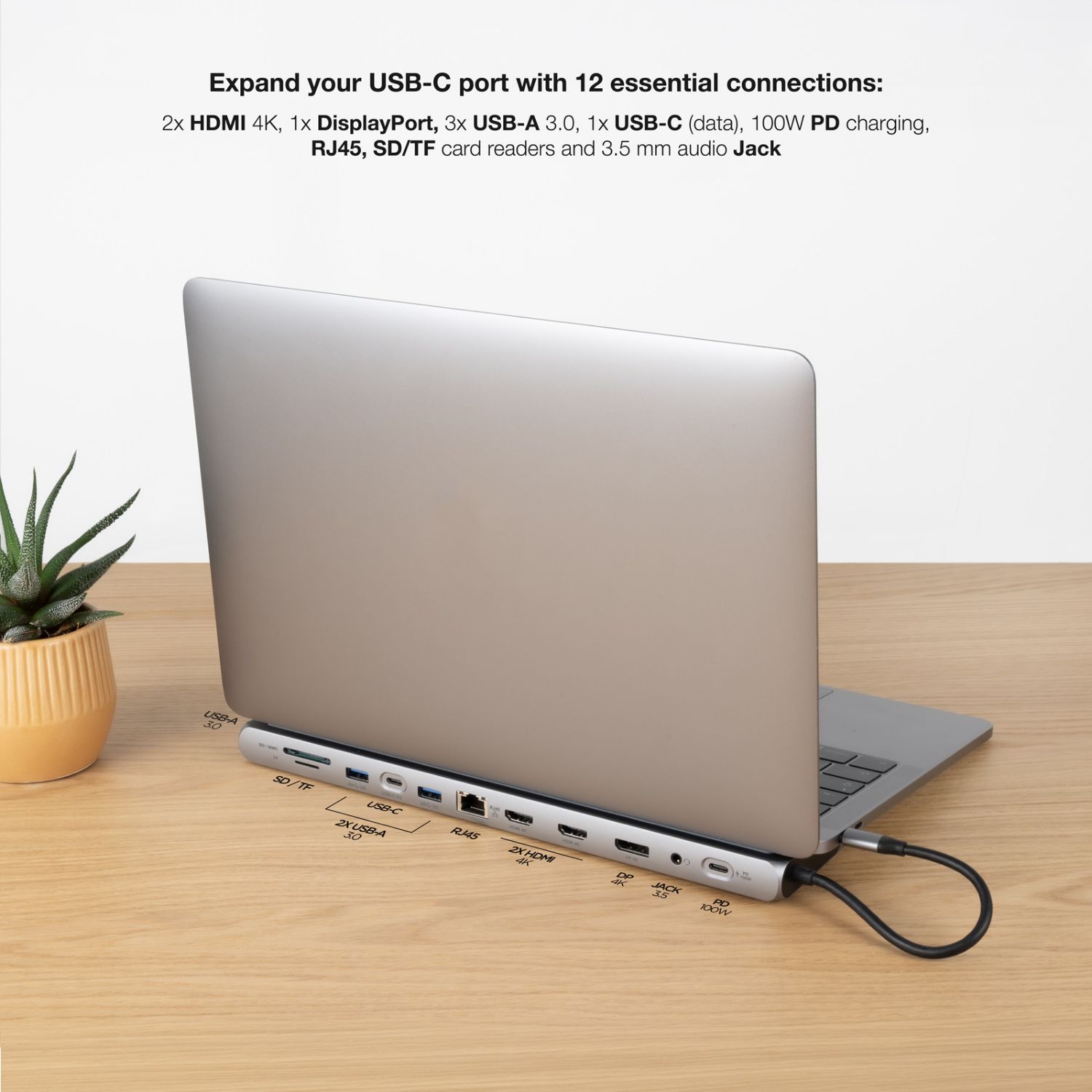 10.16.1012 - Hub Conversor Nanocable USB-C 3.0 a 3xUSB-A 3.0/1xUSB-C/1xUSB-C 3.0 PD 100W/1xDP 4K/2xHDMI 4K/1xRJ45 Ethernet GbE Gris (10.16.1012)