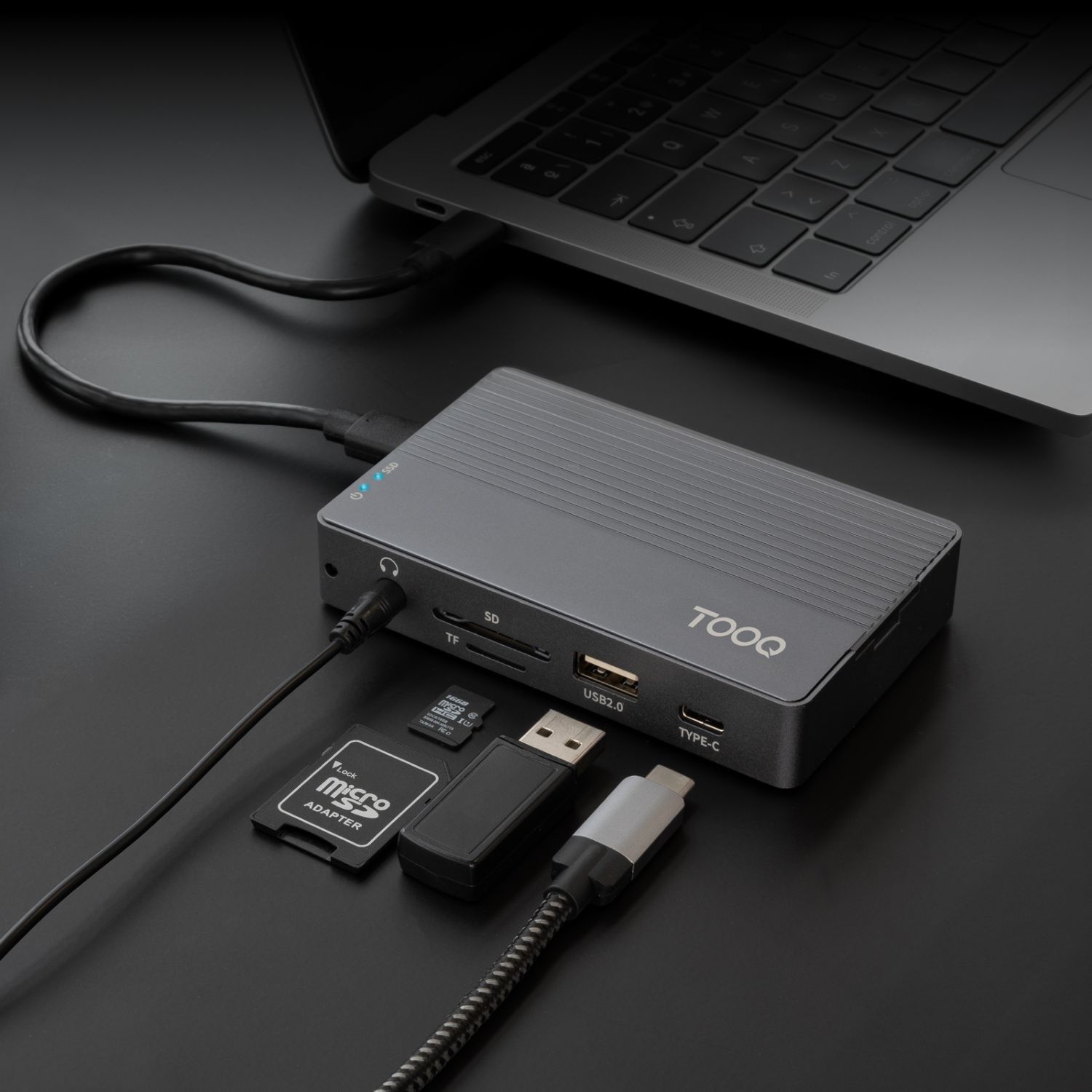 TQE-2242G - Docking Station TooQ SSD M.2 NVMe SATA PCIe 1xUSB-A 2.0 2xUSB-A 3.0 1xUSB-C PD 100W 1xHDMI 2.0 4K/60Hz 1xRJ45 Gris (TQE-2242G)