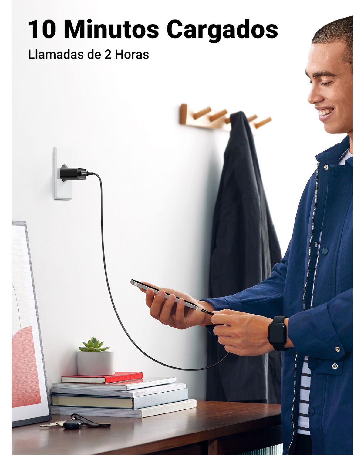 10191 - Cargador de Pared Ugreen QC 20W 1xUSB-C Negro (10191)