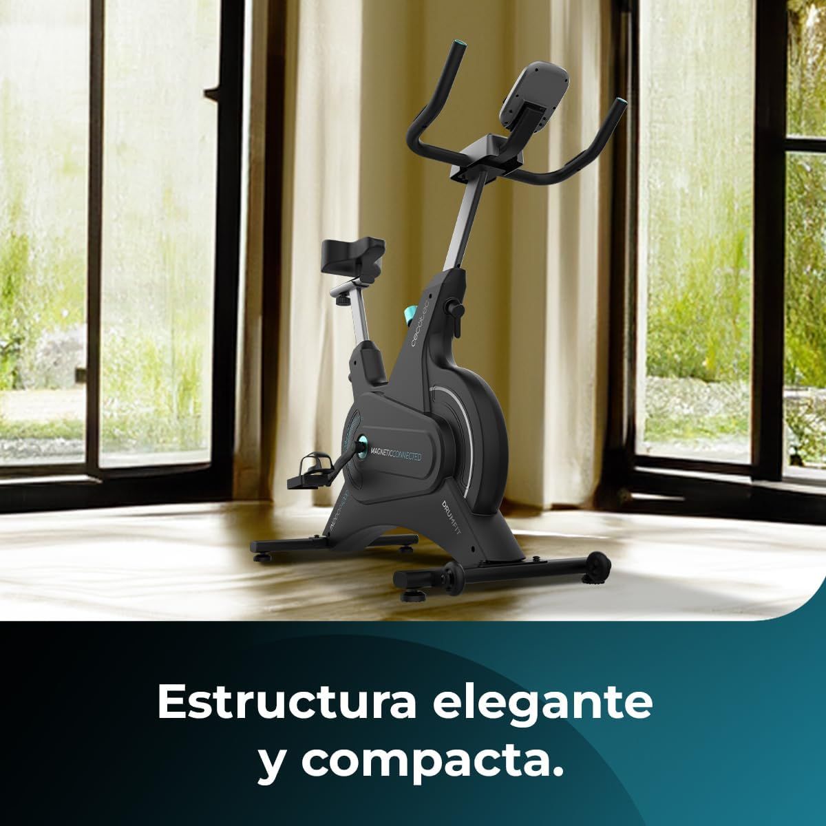 A90_EU01_007212 - Bicicleta Est�tica CECOTEC DrumFit Indoor 10000 Magnetic Connected Volante de Inercia de 10Kg Pantalla LCD Puls�metro Ruedas de Transporte M�x. 120Kg APP (A90_EU01_007212)