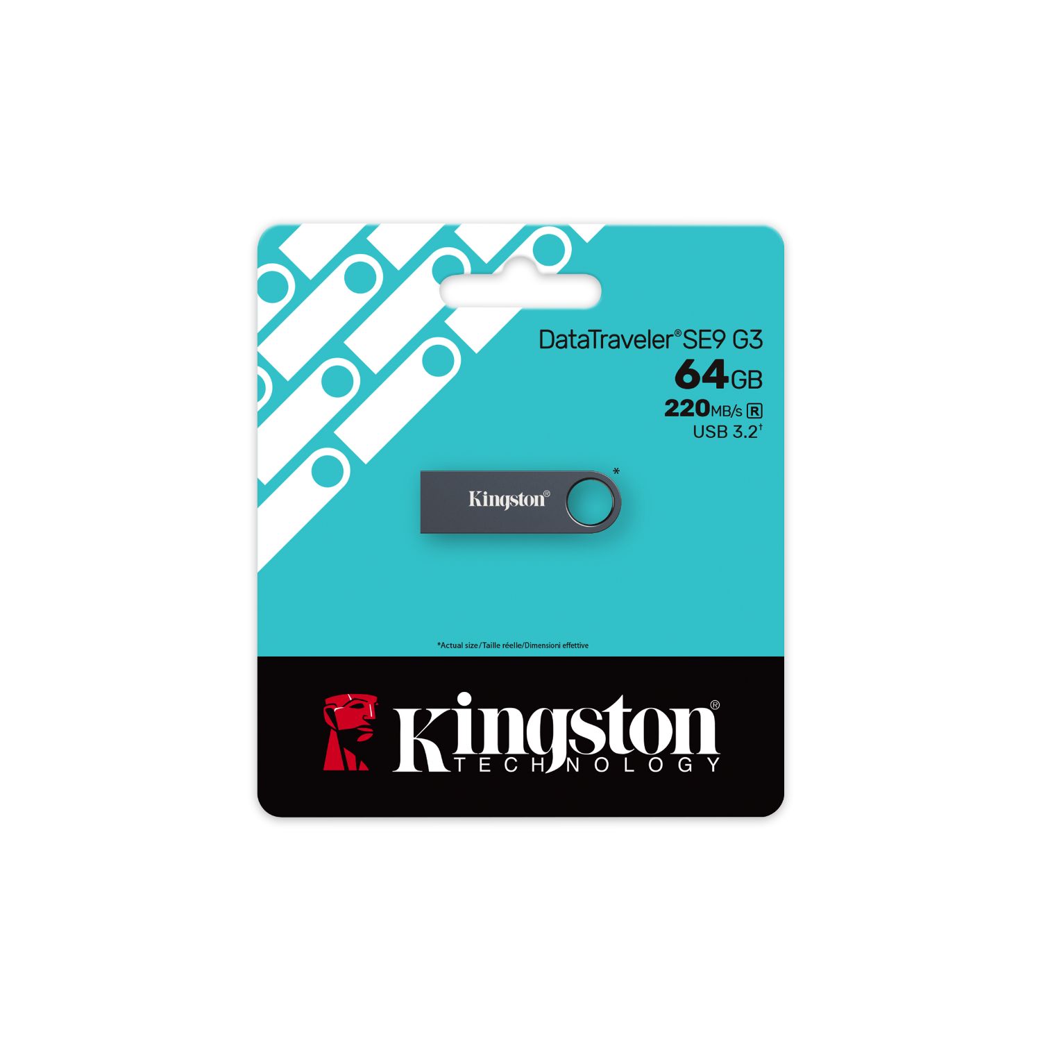 KE-U2X64-1AC - Pendrive Kingston DataTraveler SE9 G3 64Gb USB-A 3.0 Lectura 220 Mb/s Escritura 100 Mb/s Llavero N�quel Oscuro (KE-U2X64-1AC)