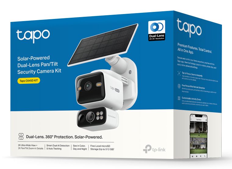 TAPO C645D KIT - C�mara IP TP-Link Tapo C645D 2K Doble Lente WiFi 360� Solar 10000mAh IA Visi�n Nocturna Color IP65 Blanca/Negra (C645D KIT)