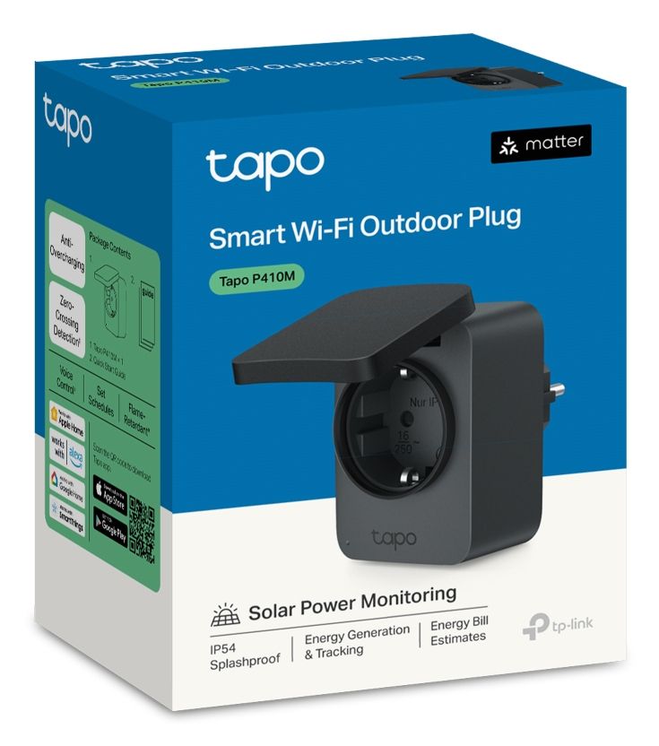 TAPO P410M - Enchufe Inteligente Exterior TP-Link Tapo WiFi Matter IP54 16A 3680W Monitorizaci�n Energ�a Blanco (P410M)