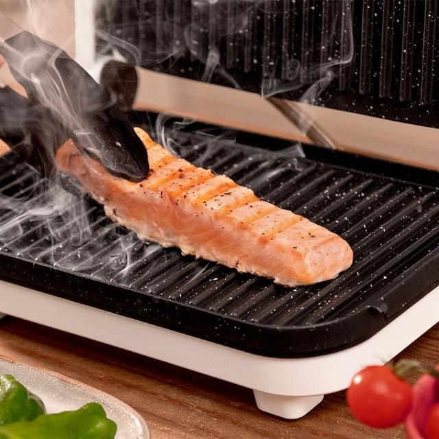 03496 - Parrilla Electrica CECOTEC Rock'nGrill 1200 Wood W 1300W Revestimiento RockStone Blanca (03496)