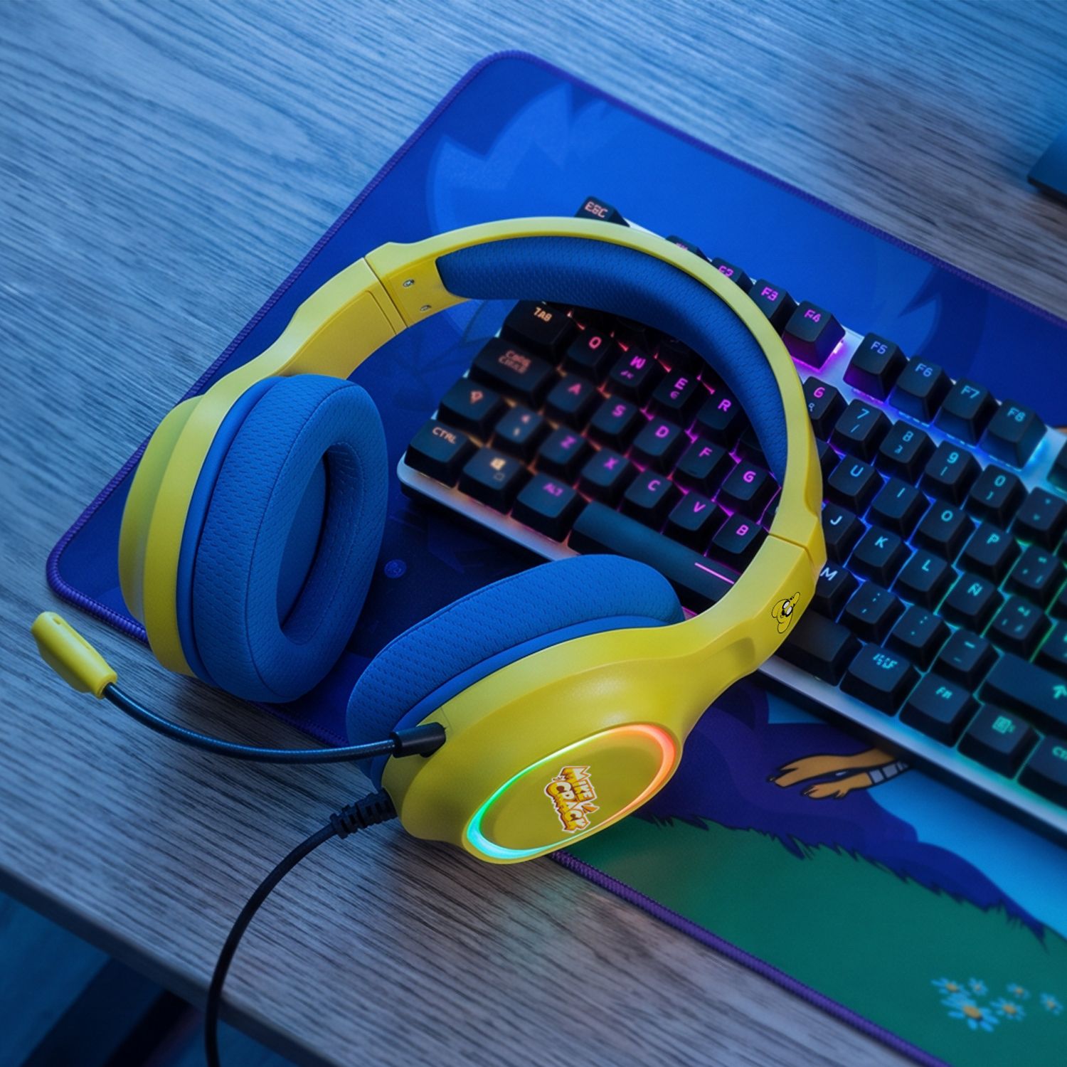 NXKROMKRACK - Auriculares + Micr�fono KROM Krack Mikecrack 7.1 RGB USB Multiplataforma Amarillo/Azul (NXKROMKRACK)